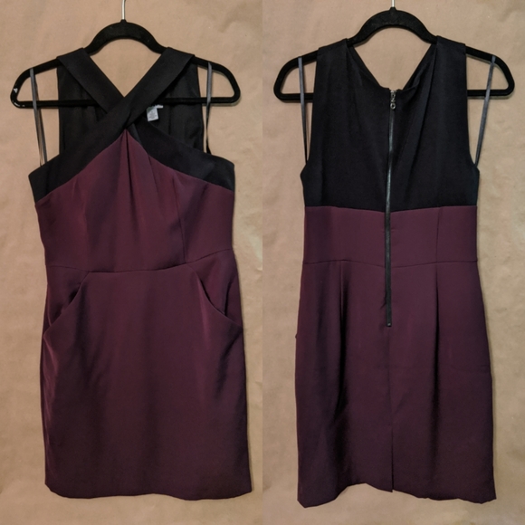 DKNY Black and Purple Colour Block Dress - Picture 1 of 2